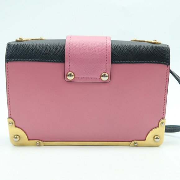 Prada Cahier Pink & Black Leather Shoulder Bag - Picture 2 of 12
